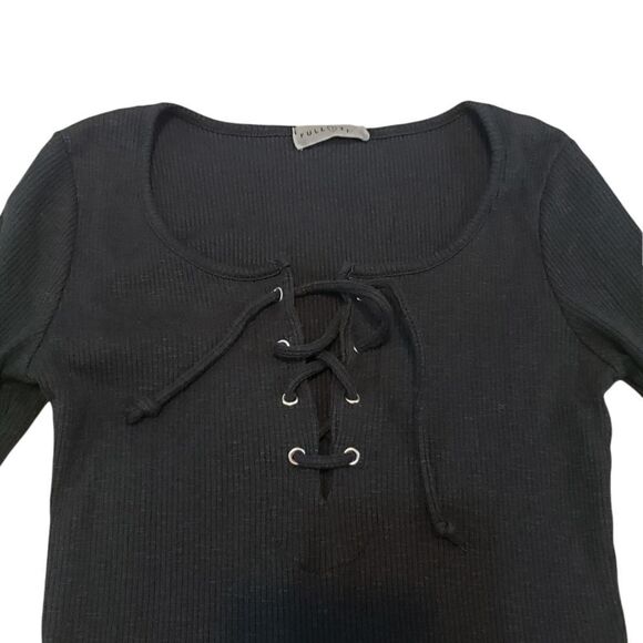 Full Tilt Dress Size Medium Long Sleeve Shirt Dress V-neck Front Lace Tie Used - Picture 3 of 5